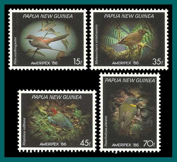 Papua New Guinea 1986 Birds, Ameripex, MNH #645-648,SG525-SG528