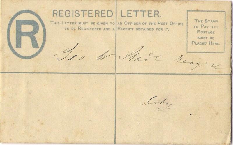 1896 BARBADOS 1d Registered Postal Stationery Envelope