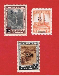 Belgian Congo  #184-186  MVFLH OG  Surcharges   Free S/H