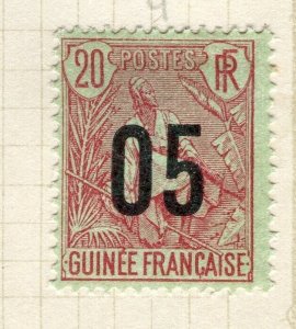 FRENCH COLONIES; 1912 GUINEA Tablet type surcharged Mint hinged 05c. value