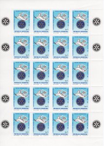 Argentina 1983 Rotary International /Bird  Mini-Sheetlet (20) Sc #1444 Unfolded