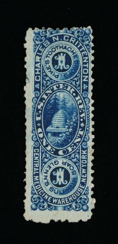 SCOTT #RS63d PRIVATE DIE CRITTENTON MEDICINE PRINTED ON WMK-191R PAPER #14347 