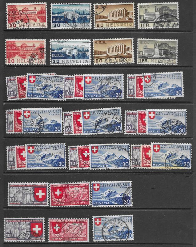 Switzerland 238-41,247-55,252-5 cpl used sets, f-vf. see desc. 2019 CV $125.45