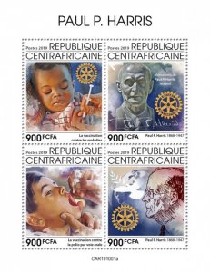 C A R - 2019 - Paul P. Harris, Rotary - Perf 4v Sheet - Mint Never Hinged