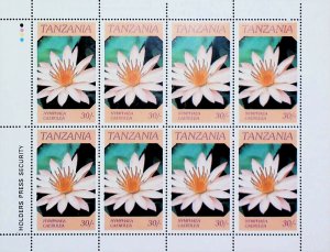 1986 Flowers of Tanzania Aloe Nersium Nymphaea MNH** Sheet X393-