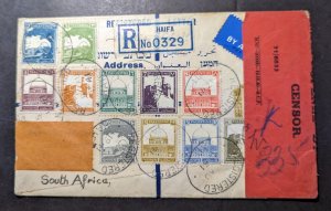 1941 Censored Registered Letter Palestine Cover Haifa to South Africa