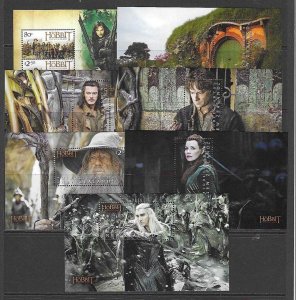 NEW ZEALAND 2014 SEVEN  HOBBIT SHEETS 3rd ISSUE  MNH 