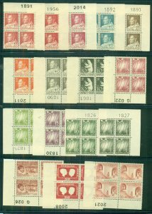 GREENLAND, 1963/86, PLATE NO. BLOCKS of 4, Group of 53 diff, og NH DAKA cat $365