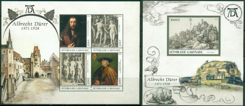 Art Albrecht Durer Gravure Painting Nude Middle Ages Germany Gabon MNH stamp set