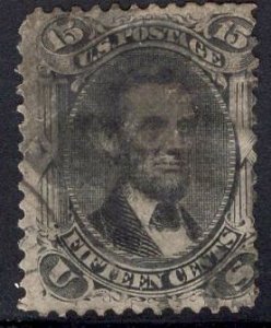 US Stamp Scott #98 F Grill Very Thin Paper Variety USED SCV $475