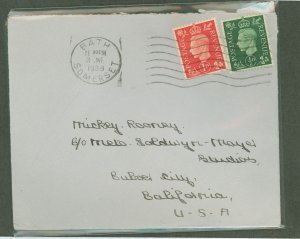 Great Britain 235/236 1938 King George VI definitive franking this cover sent to Mickey ROoney at MGM Studios in California