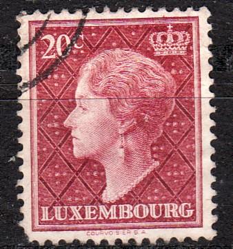 LUXEMBOURG -1948 USED 20C PURPLE GRAND DUCHESS CHARLOTTE