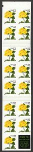 1996 Yellow Rose Sc BK241 32c MNH booklet of 15 folded as issued Pl No S1111