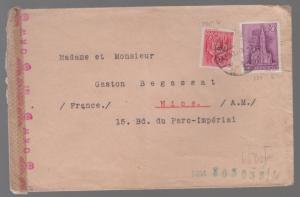 1943 censored Hungary airmail Cover to Nice France