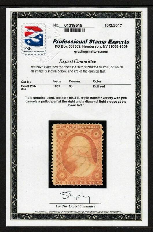 #26A 99L11L Triple Transfer (USED) PSE Certified cv$500.00 - RARE