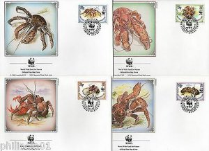 British Indian Ocean Territory 1993 WWF Coconut Crab Sc 132-35 Fauna FDCs #W138