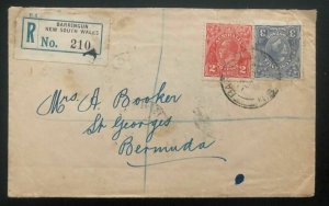 1933 Barringun NSW Australia Registered Cover To St Georges Bermuda