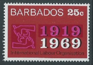 Barbados, Sc #290, 25c MH