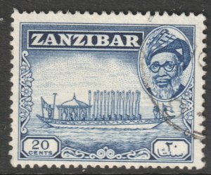 Zanzibar Scott 252 - SG361, 1957 Sultan 20c used