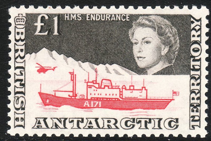Sc# 24 1969 BAT British Antarctic QE £1 HMS Endrance issue MLH Sc# 24 CV $160.