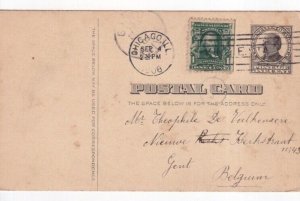 G021 United States 1908 Chicago to Gent Belgium postal stationery