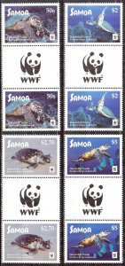 Samoa 2016 WWF Turtles Gutte Pairs with WWF Logo MNH