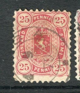 FINLAND; 1875-81 classic Helsingfors print issue used Shade of 25p.