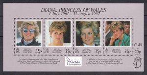 BRITISH ANTARCTIC 1998 Princess Diana S/S; Scott 258, SG 280; MNH