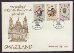 Swaziland 382-384 Royal Wedding 1981 U/A FDC