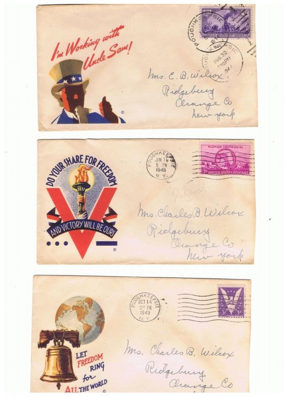 6 Postally used Minkus WWII Patriotic covers