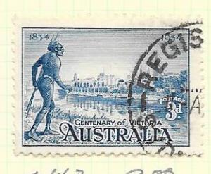 Australia #143a  3p blue Yarra Yarra Tribsman   (U CV $9.00