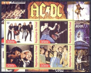 Chad 2003 Music Rock Band AC / DC Sheet MNH Private