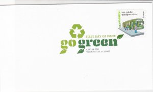 usa 2011 go green use public transport forever fdc stamps cover ref 19967