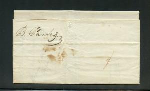 UNITED STATES 1835  NEW YORK  STAMPLESS  COVER TO MAINE