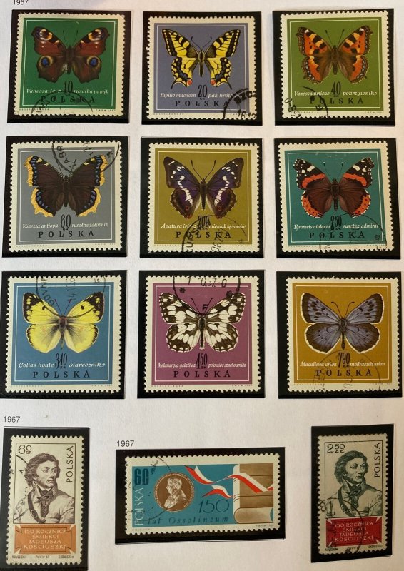 Poland 1967 butterflies insects Kosciuszko Ossolineum sg1777-87/97 USED 