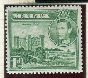 MALTA; 1938 early GVI pictorial issue fine Mint hinged 1d. value