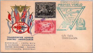 NICARAGUA 1943 POSTAL CACHET TACA FIRST FLIGHT AIRMAIL COVER ADDR TEGUCIGALPA