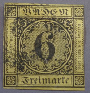 German States Baden #9 Used Concentric Circles Cancel