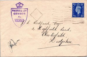 19xx England - Censor Cover to Chesterfield, Derbyshire - F38379