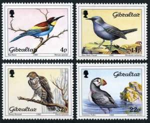 Gibraltar 532-535, MNH. Mi 552-555. Birds 1988. Bee-eater,Puffin,Buzzard,Thrush.