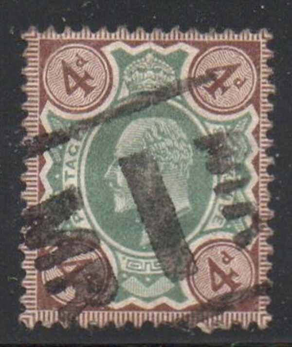 Great Britain Sc 133 1904 4d gray brown & green Edward VII stamp used