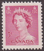 Canada 327 Queen Elizabeth II, Karsh Portrait 3¢ 1953