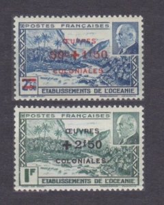 1944 France Etablissements de L'Oceanie 188-189 Overprint - # 147,146