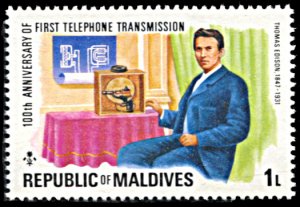 Maldive Islands 631, MNH, Centennial of Telephone, Thomas Edison