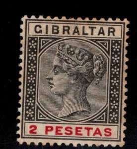 GIBRALTAR Scott 37 2p Black Carmine MH* Queen Victoria CA Wmk 2