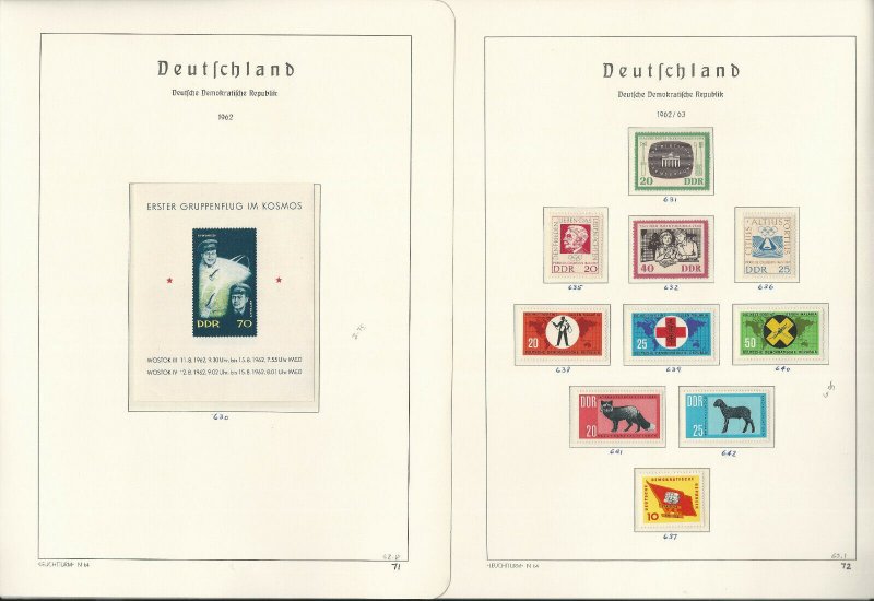 Germany DDR Stamp Collection on 24 Hingless Lighthouse Pages, 1959-63, JFZ