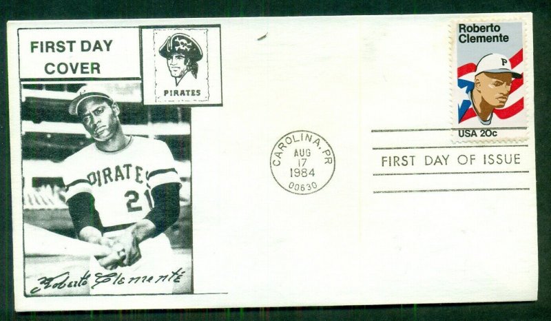 ROBERTO CLEMENTE FDC, Pittsburgh Pirates, Langer cachet, unused, VF