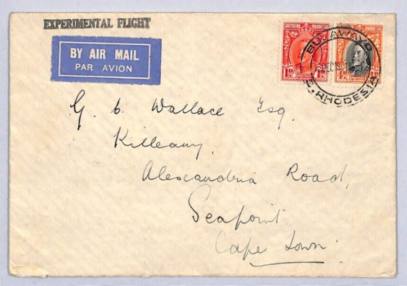 SOUTHERN RHODESIA KGV Air Mail *EXPERIMENTAL FLIGHT* 1931 SOUTH AFRICA ZC100