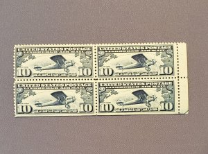 C10, Spirit of St. Louis, Block of 4,  Straight Edge on Bottom, Mint OGNH