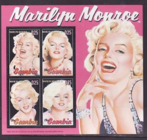 Gambia-Sc#2846- id8-unused NH sheet-Marilyn Monroe-2004-